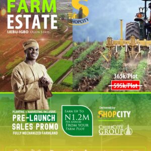 150+ Yam Tuber Production Farm Plot 150sqm @Shopcity Farm Estate Pre-Launch Ptomo, Earn 200%+ Yearly