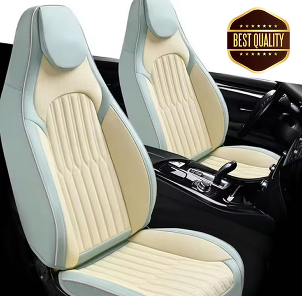 Exclusive: Luxury Nappa Leather Black 5-Piece Car Seat Protector Set Waterproof with Front Headrest Breathable All-Season Full Car Seat Covers