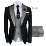 High End Men's 3 Pieces Formal Sets Slim Costume Homme Shawl Lapel - Ash