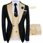 High End Men's 3 Pieces Formal Sets Slim Costume Homme Shawl Lapel - Light Brown